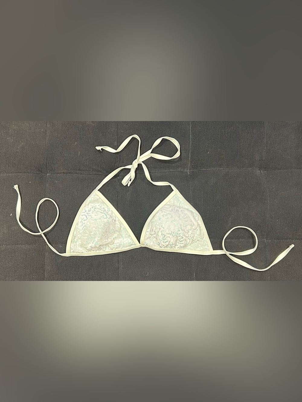 Iridescent White Triangle Bikini Top